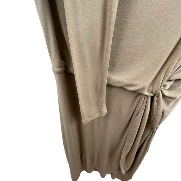 18. NWT Ted Baker Neyda Wrap Dress Tan Camel Size 4/6 100% Lyocell Cowl Neck - Picture 13 of 15